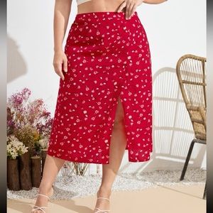 Red floral skirt